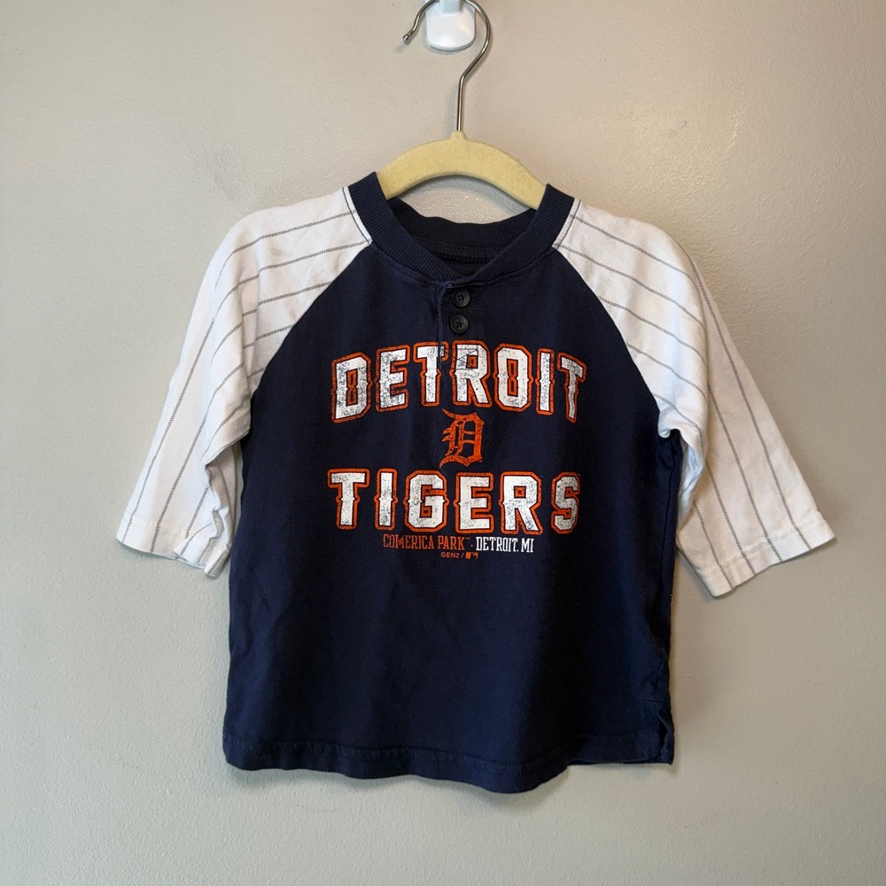 Gen2 Toddler Detroit Tigers MLB 3/4 Sleeve T-shirt Top Size 4T Henley Baseball